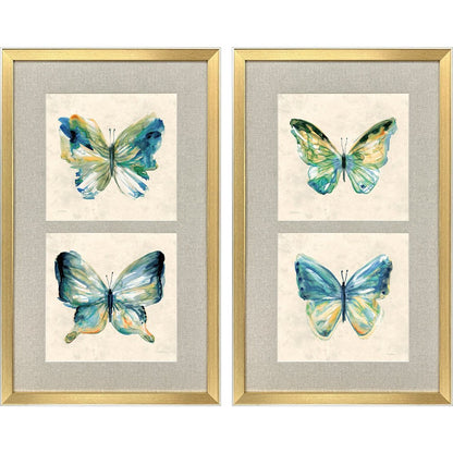 Set Of Two Watery Butterfly Gold Framed Wall Art HomeRoots