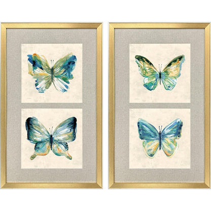 Set Of Two Watery Butterfly Gold Framed Wall Art HomeRoots