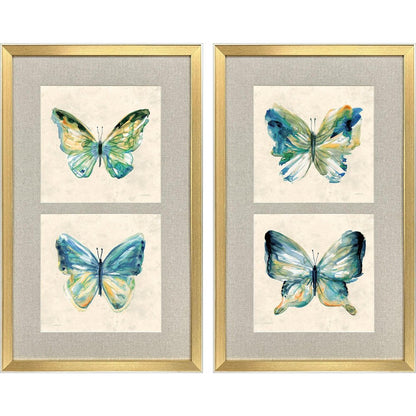 Set Of Two Watery Butterfly Gold Framed Wall Art HomeRoots