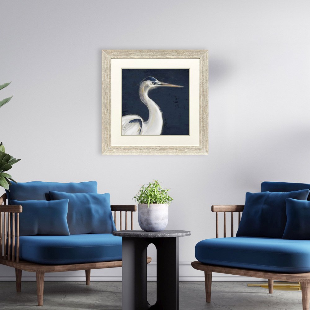 Blue Heron I Distressed White Framed Wall Art HomeRoots