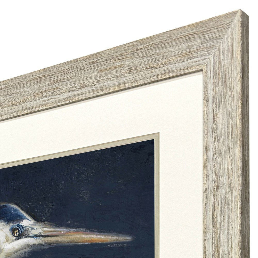 Blue Heron I Distressed White Framed Wall Art HomeRoots