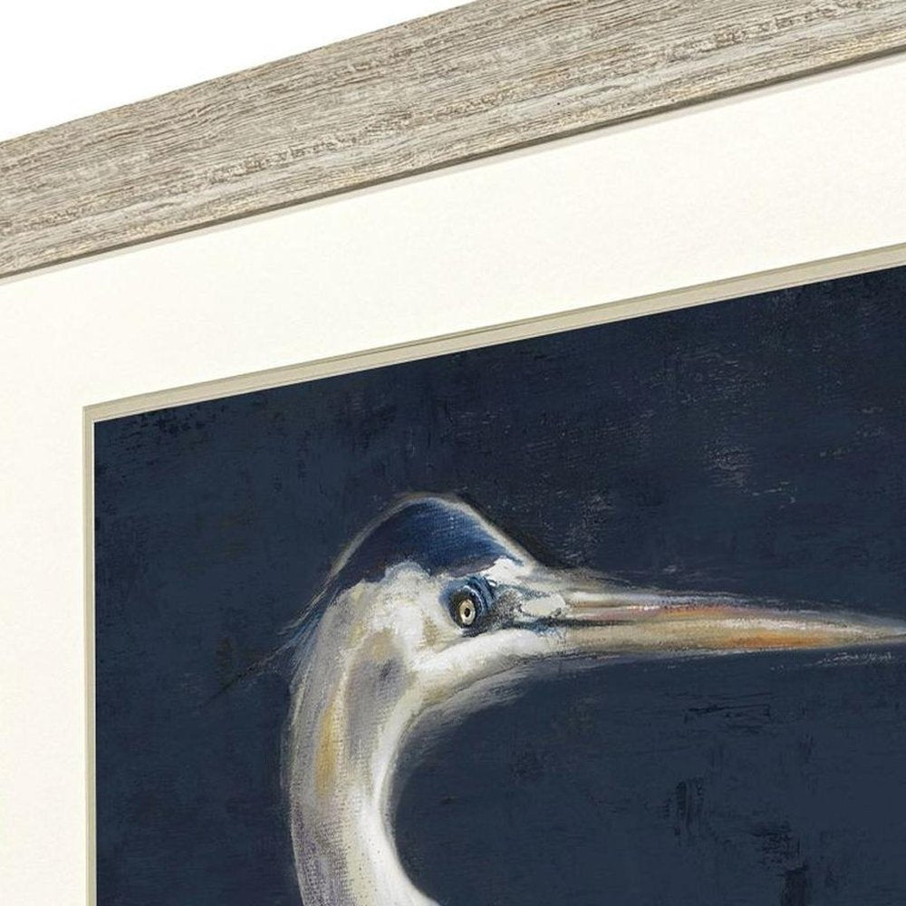 Blue Heron I Distressed White Framed Wall Art HomeRoots