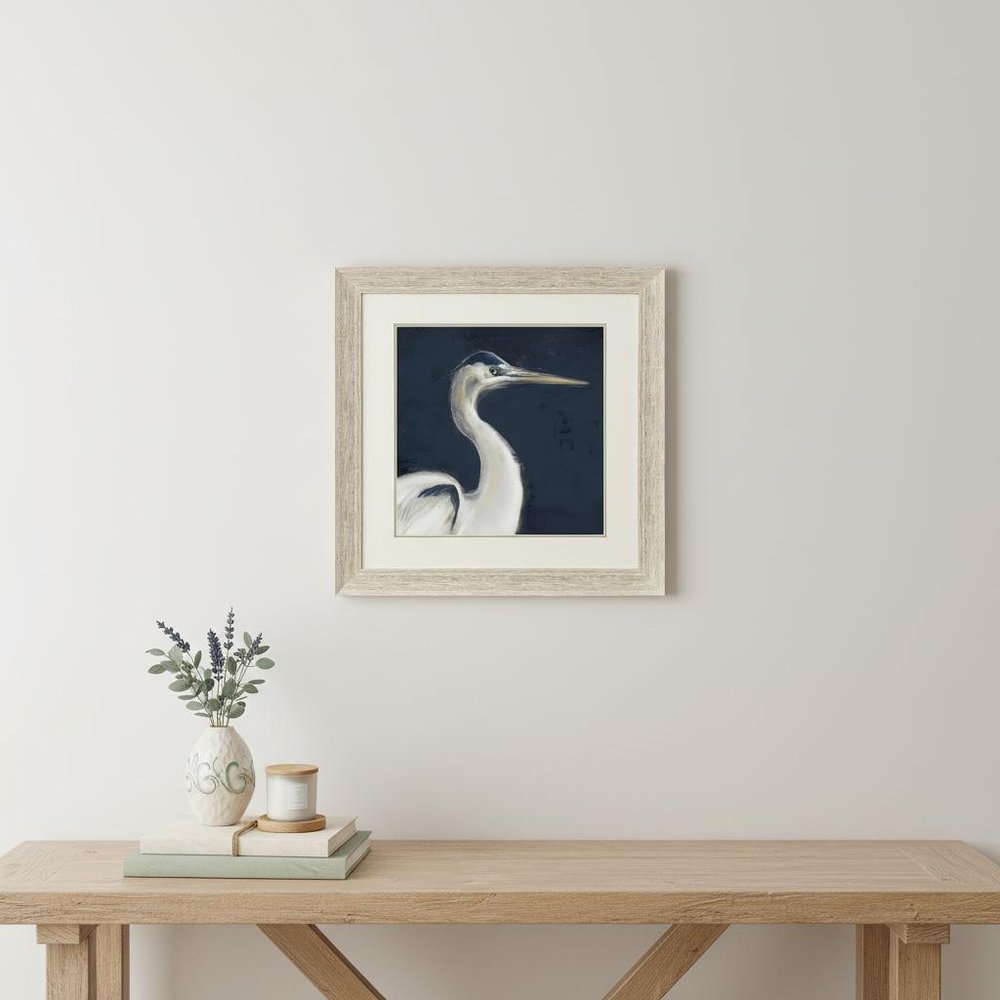 Blue Heron I Distressed White Framed Wall Art HomeRoots