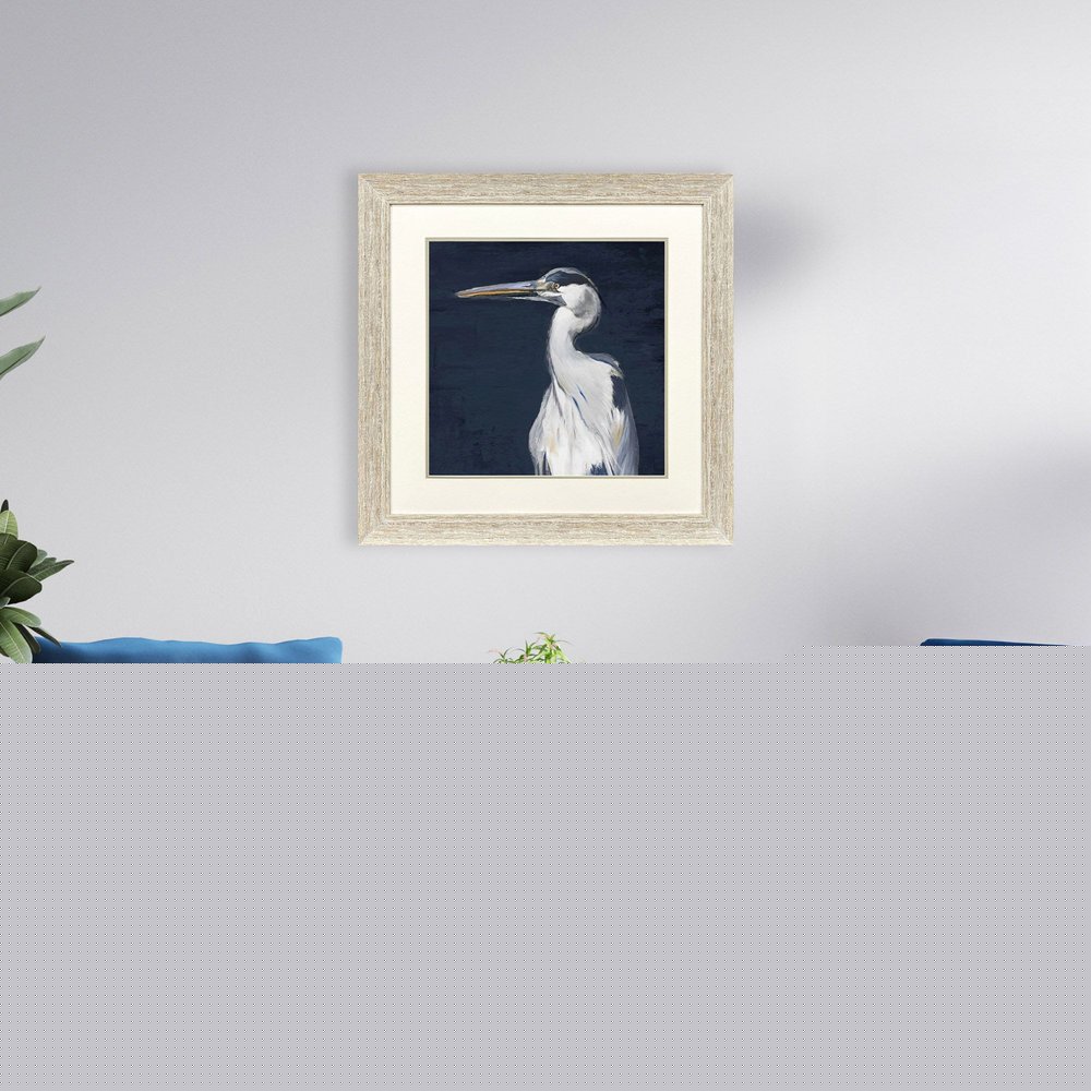 Blue Heron II Distressed White Framed Wall Art HomeRoots