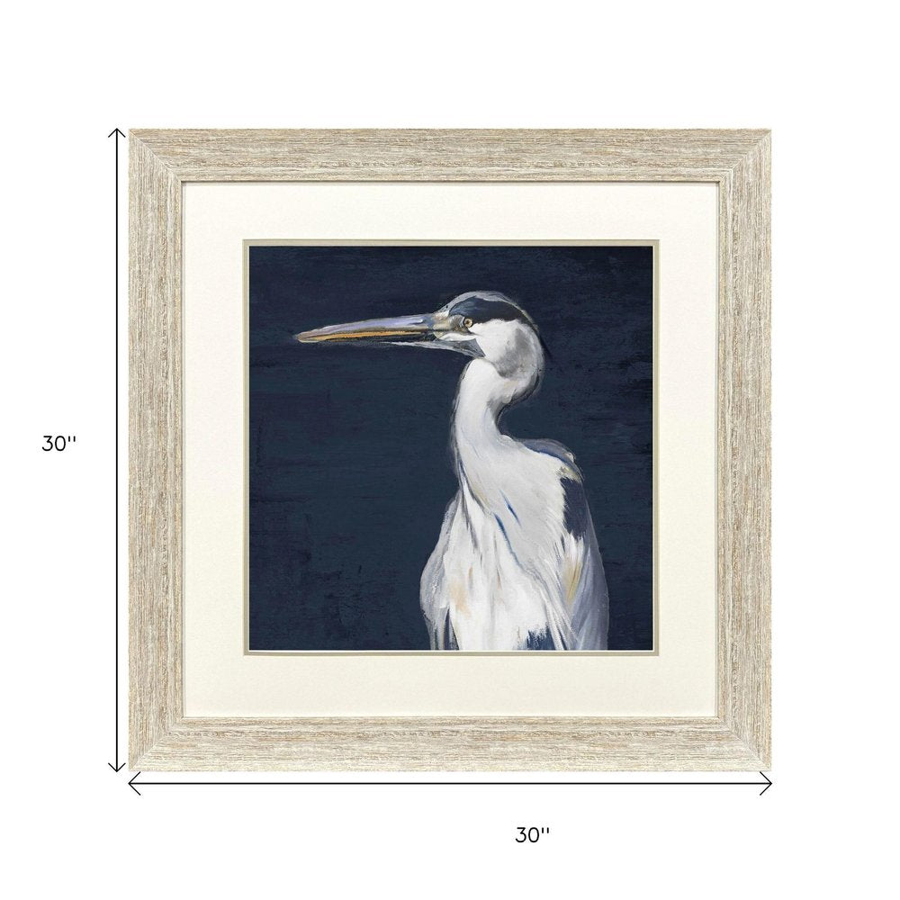 Blue Heron II Distressed White Framed Wall Art HomeRoots