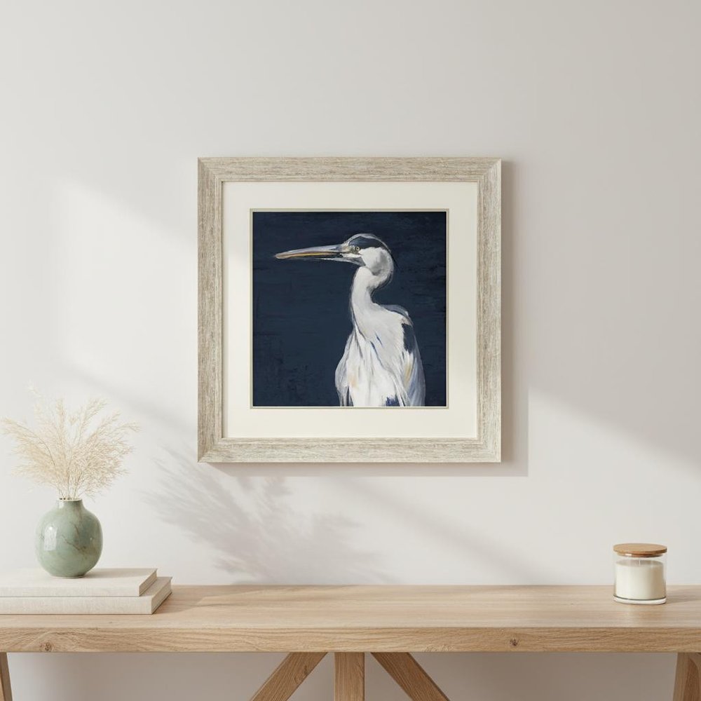 Blue Heron II Distressed White Framed Wall Art HomeRoots