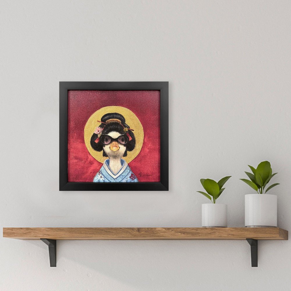 Geisha Duck Black Framed Wall Art HomeRoots