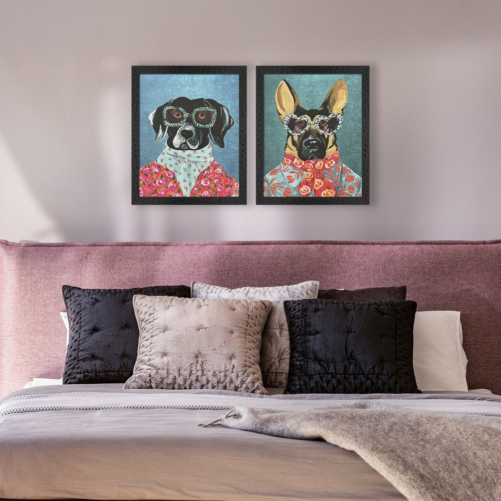 Set Of Two Whimsy Dog I Black Framed Wall Art HomeRoots