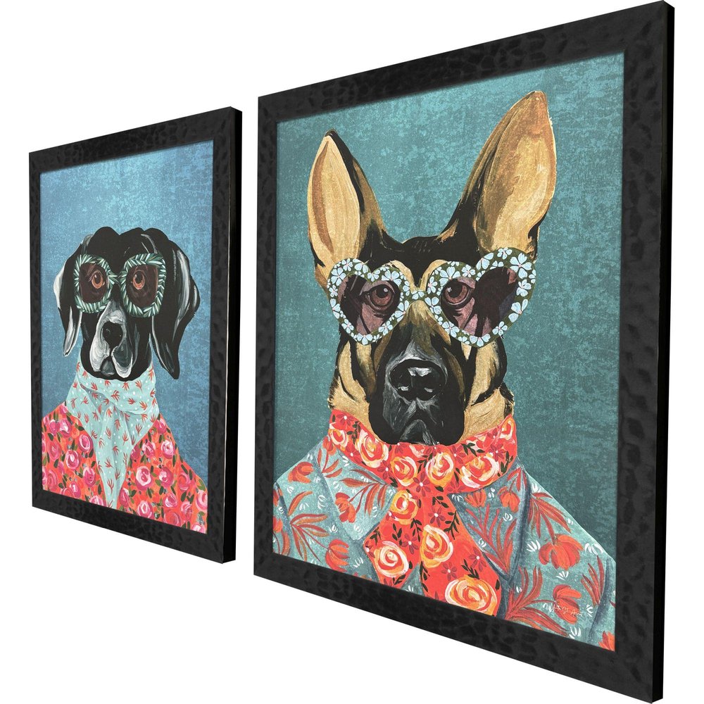Set Of Two Whimsy Dog I Black Framed Wall Art HomeRoots
