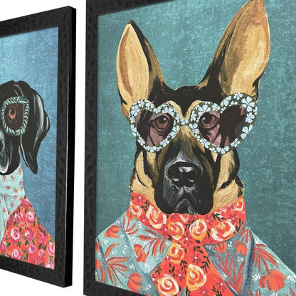 Set Of Two Whimsy Dog I Black Framed Wall Art HomeRoots