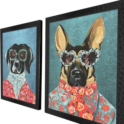 Set Of Two Whimsy Dog I Black Framed Wall Art HomeRoots