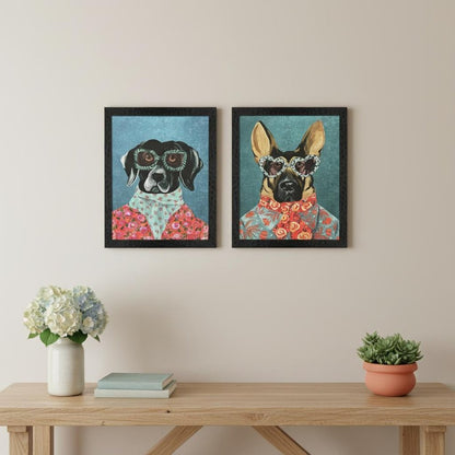 Set Of Two Whimsy Dog I Black Framed Wall Art HomeRoots