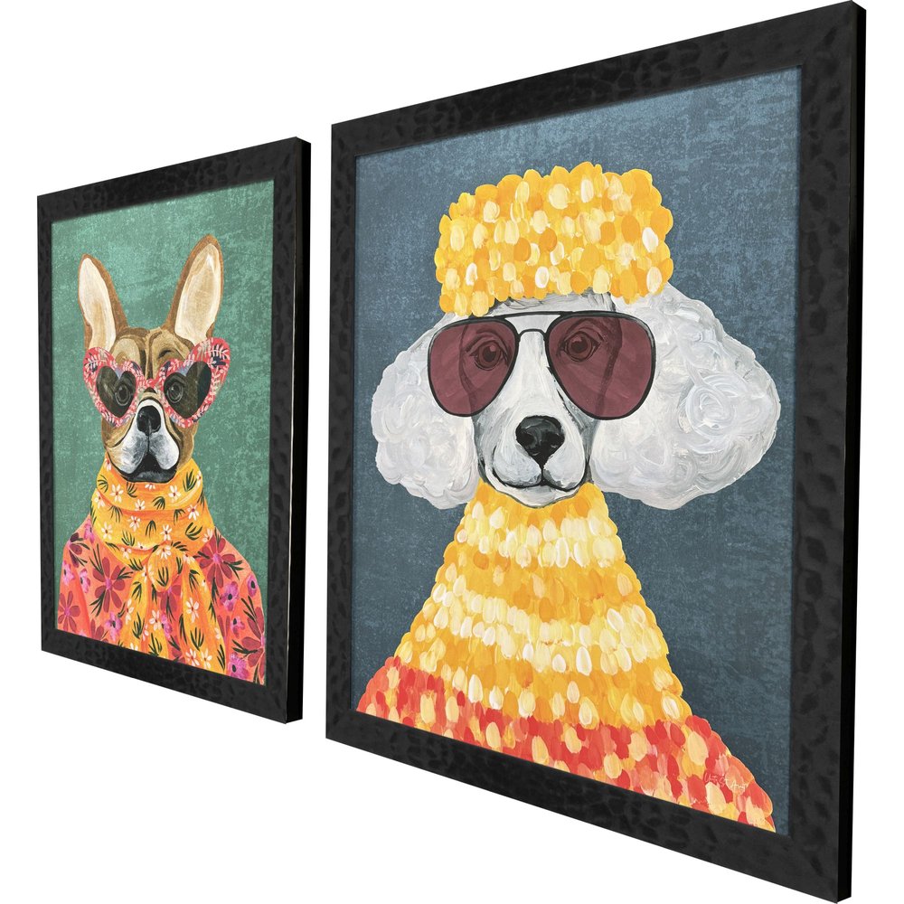 Set Of Two Whimsy Dog II Black Framed Wall Art HomeRoots