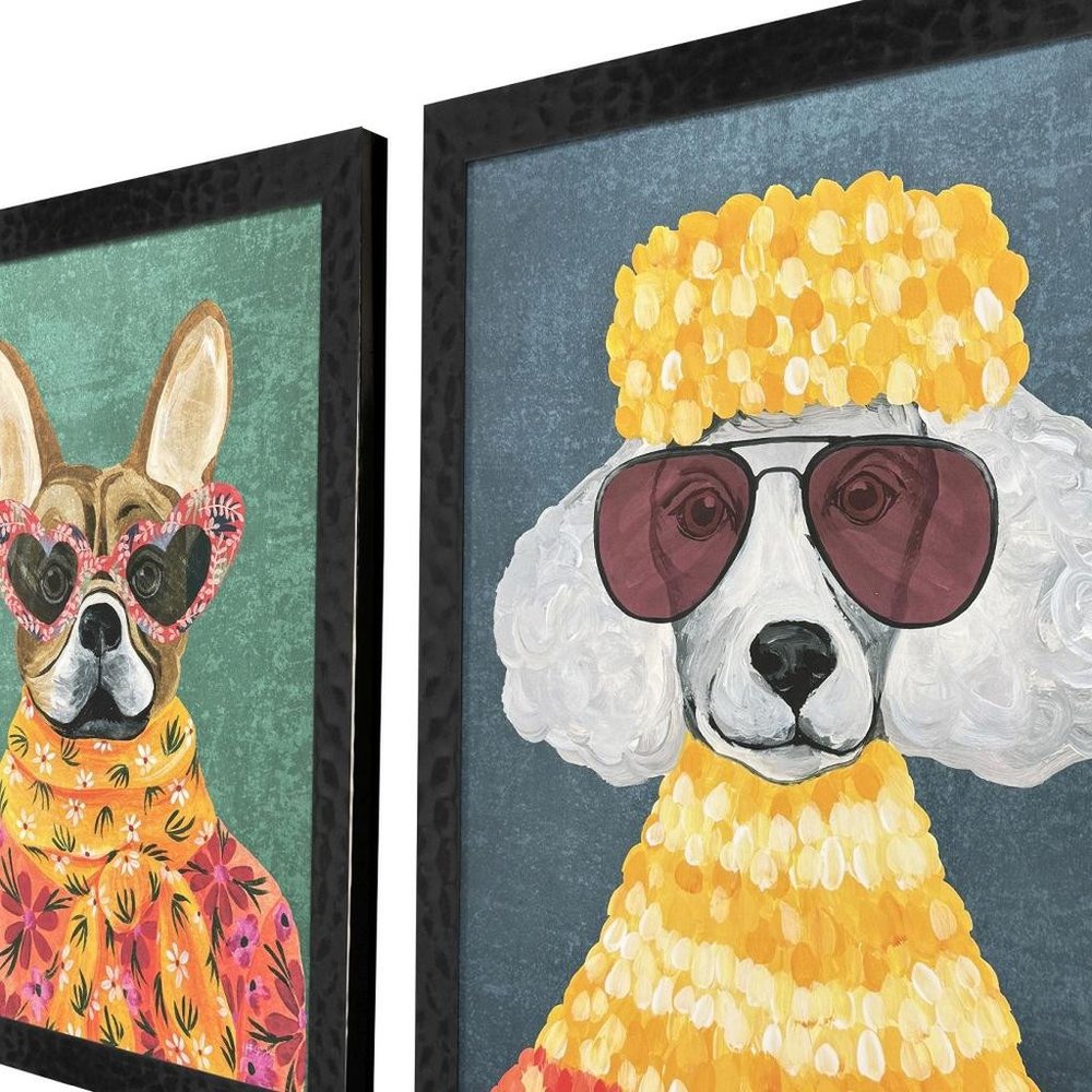 Set Of Two Whimsy Dog II Black Framed Wall Art HomeRoots