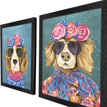 Set Of Two Whimsy Dog III Black Framed Wall Art HomeRoots