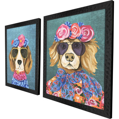 Set Of Two Whimsy Dog III Black Framed Wall Art HomeRoots