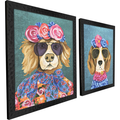 Set Of Two Whimsy Dog III Black Framed Wall Art HomeRoots