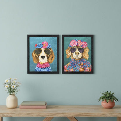 Set Of Two Whimsy Dog III Black Framed Wall Art HomeRoots