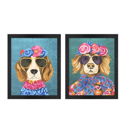 Set Of Two Whimsy Dog III Black Framed Wall Art HomeRoots