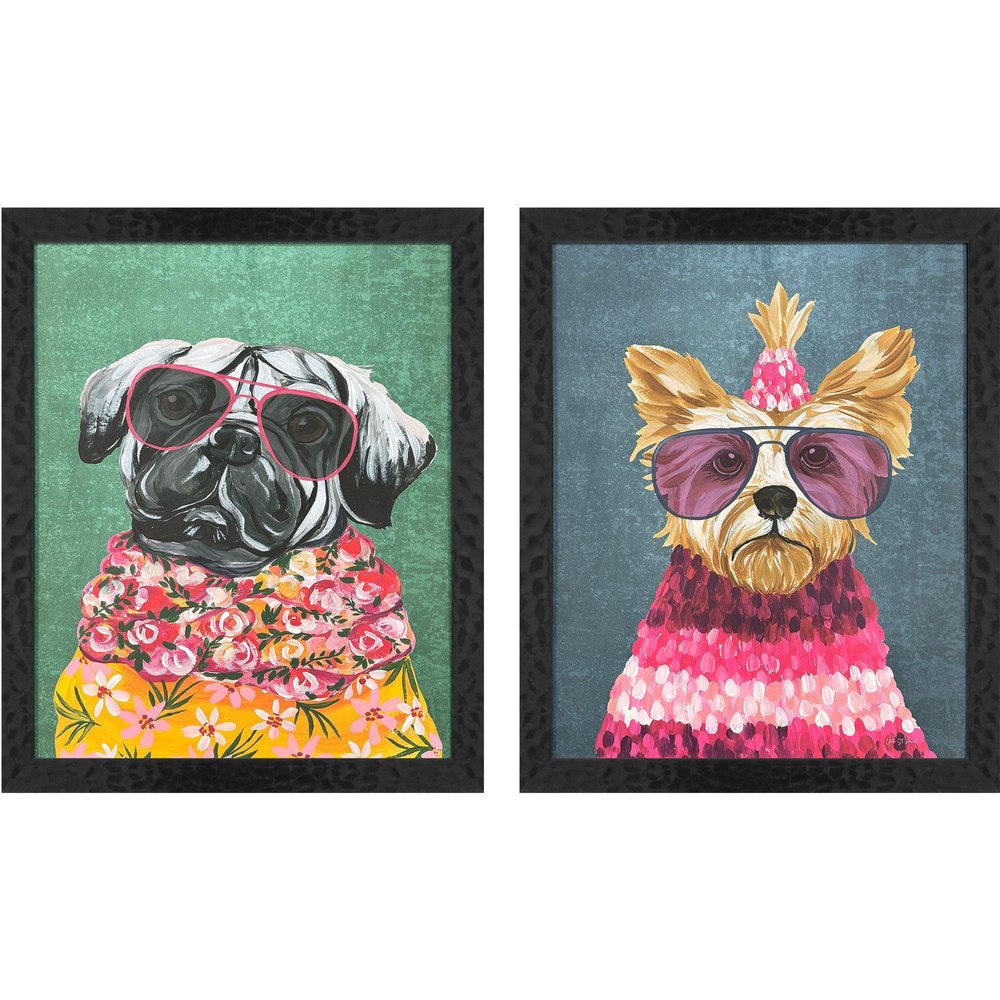 Set Of Two Whimsy Dog IV Black Framed Wall Art HomeRoots