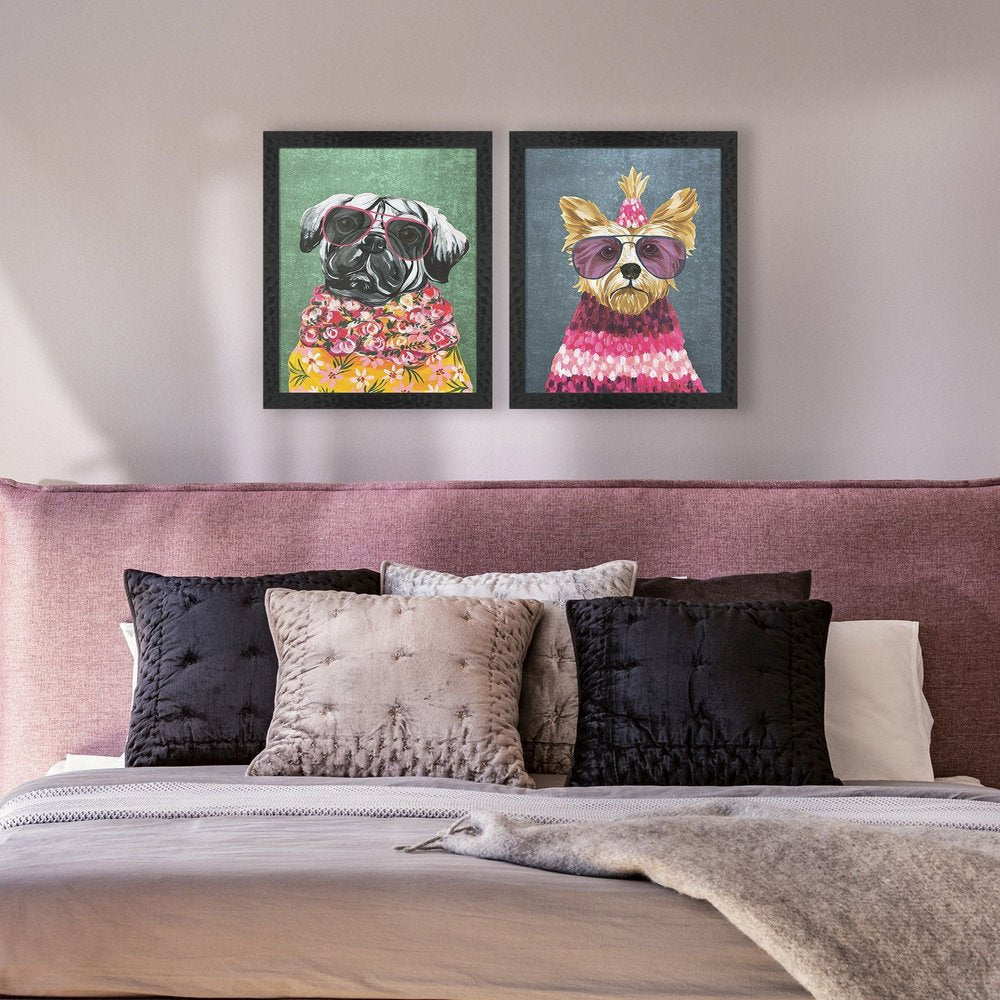 Set Of Two Whimsy Dog IV Black Framed Wall Art HomeRoots