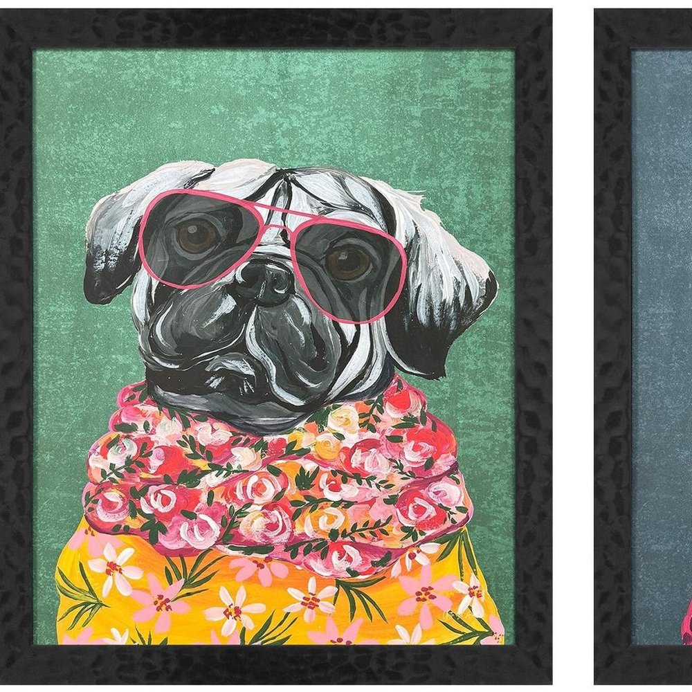 Set Of Two Whimsy Dog IV Black Framed Wall Art HomeRoots