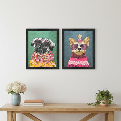 Set Of Two Whimsy Dog IV Black Framed Wall Art HomeRoots