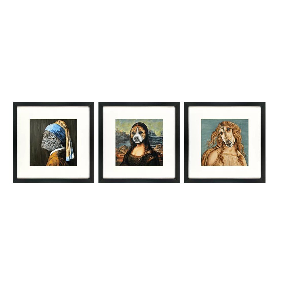 Set Of Three Master Dogs II Black Framed Wall Art HomeRoots