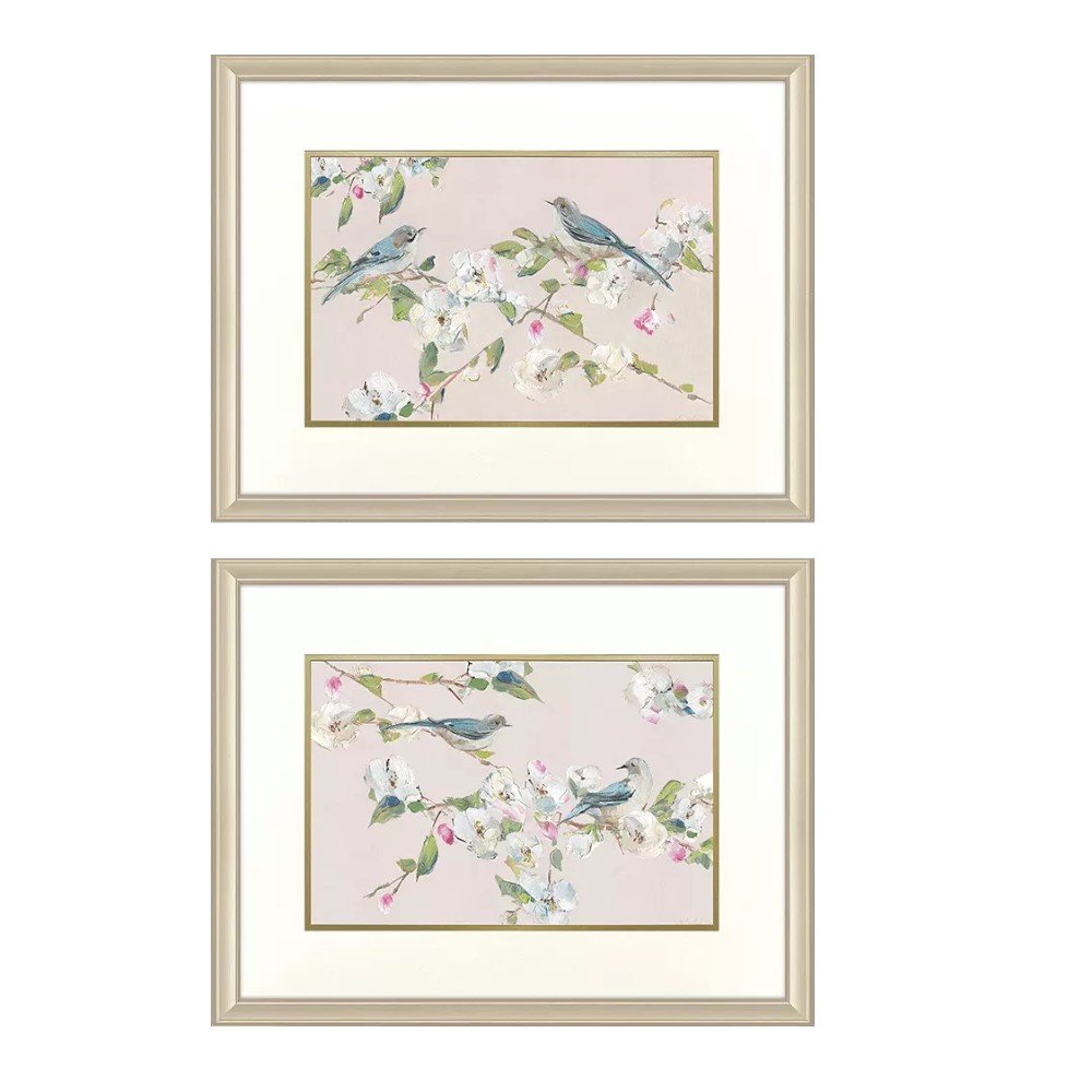Set Of Two Birds on Branches Gold Framed Wall Art HomeRoots