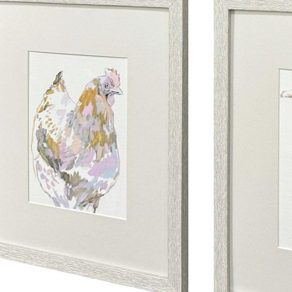 Set Of Four Barnyard Buds Distressed White Framed Wall Art HomeRoots