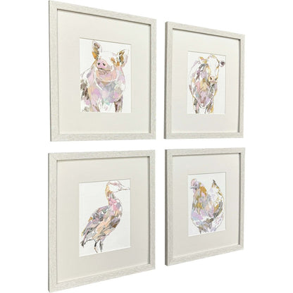 Set Of Four Barnyard Buds Distressed White Framed Wall Art HomeRoots