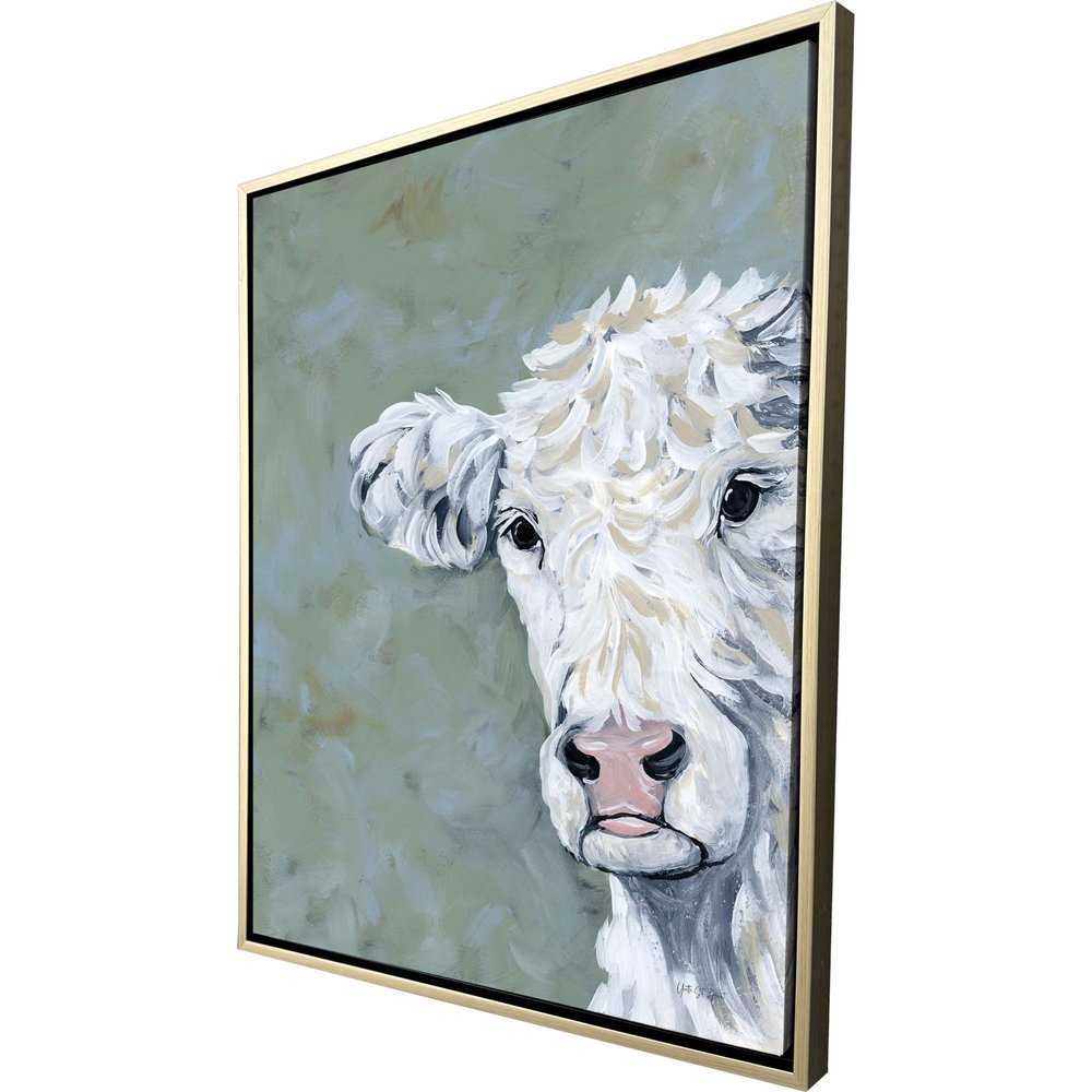 Peekaboo Cow Silver Floater Frame Wall Art HomeRoots