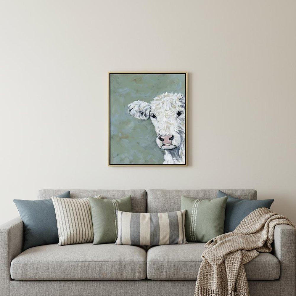 Peekaboo Cow Silver Floater Frame Wall Art HomeRoots