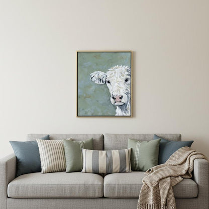 Peekaboo Cow Silver Floater Frame Wall Art HomeRoots