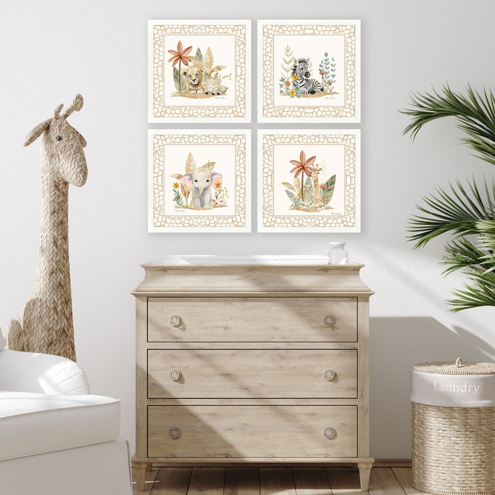 Set Of Four Youthful Animals White Framed Wall Art HomeRoots