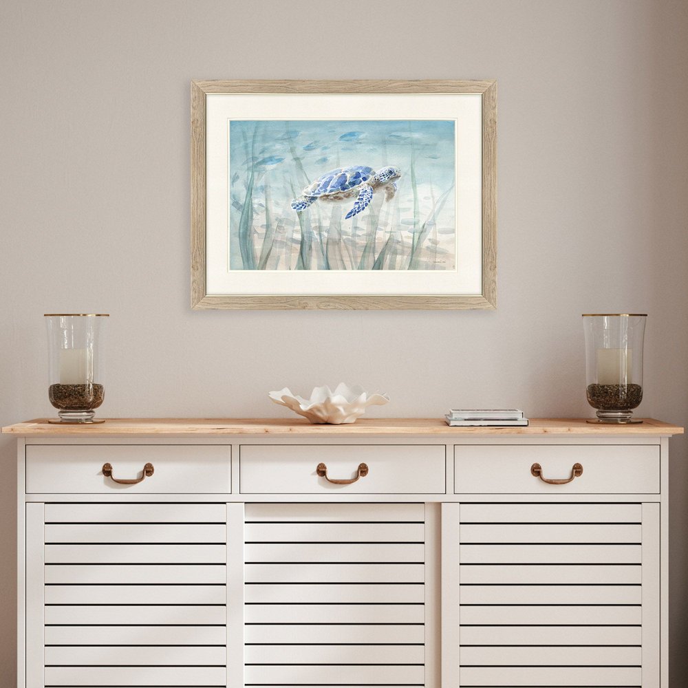 Undersea Turtle Brown Framed Wall Art HomeRoots