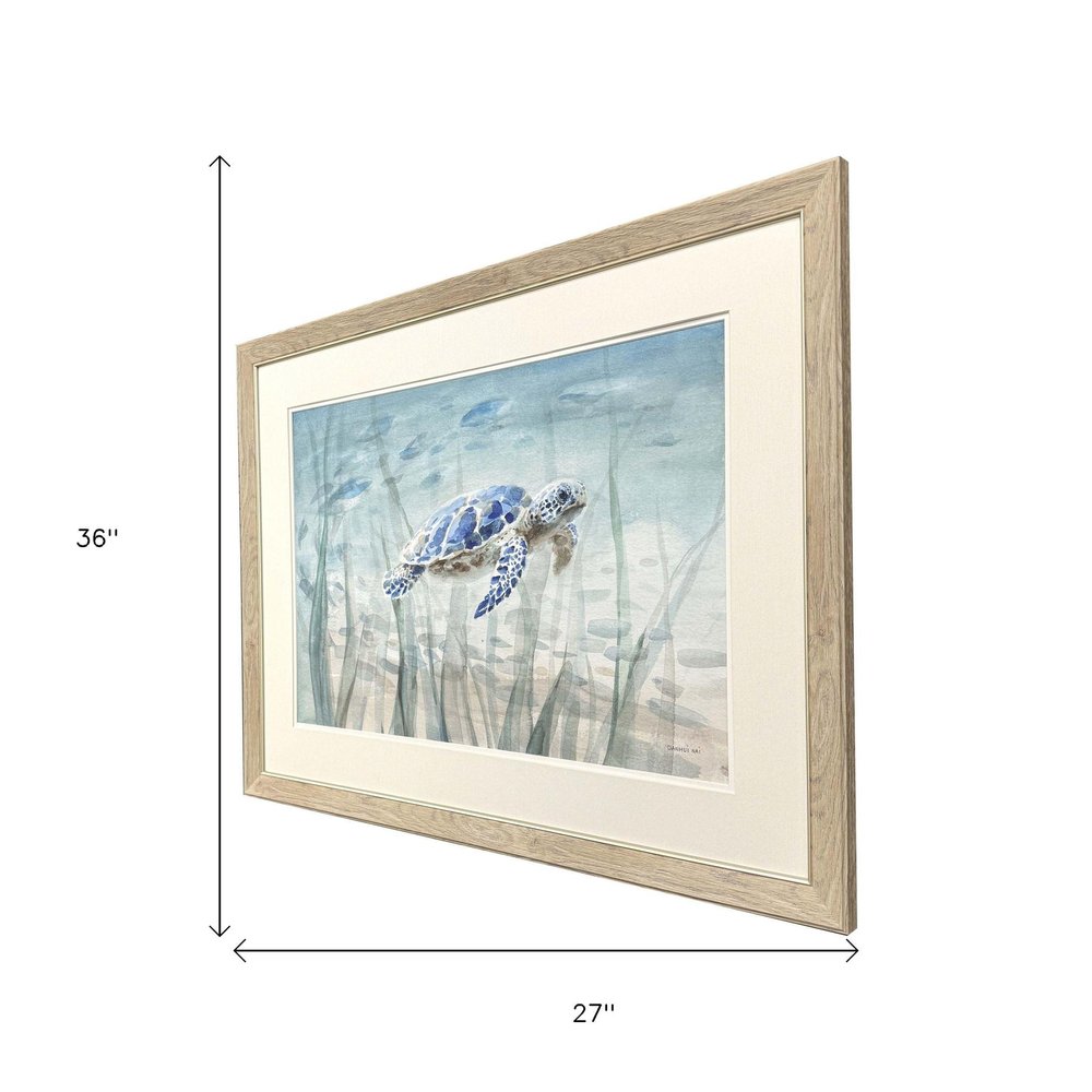 Undersea Turtle Brown Framed Wall Art HomeRoots