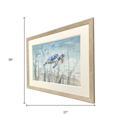 Undersea Turtle Brown Framed Wall Art HomeRoots