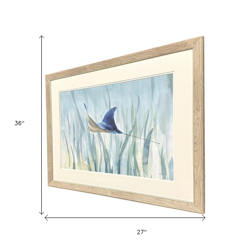 Undersea Ray Brown Framed Wall Art HomeRoots