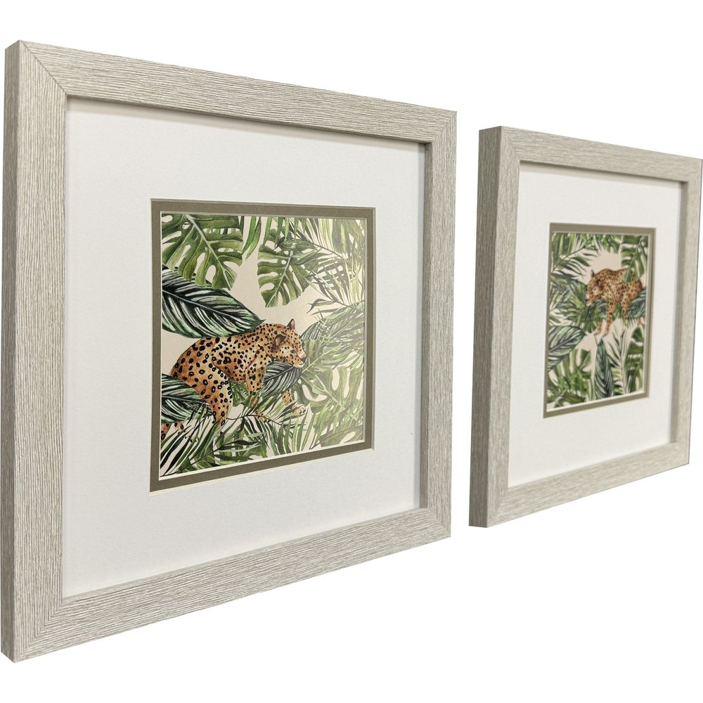 Set Of Two Jungle Hangout Distressed White Framed Wall Art HomeRoots