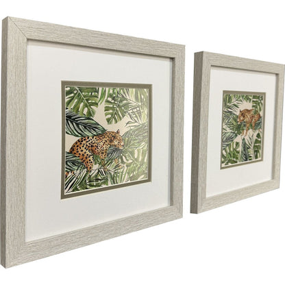 Set Of Two Jungle Hangout Distressed White Framed Wall Art HomeRoots