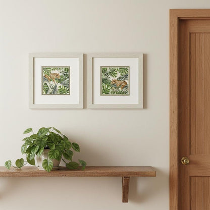 Set Of Two Jungle Hangout Distressed White Framed Wall Art HomeRoots