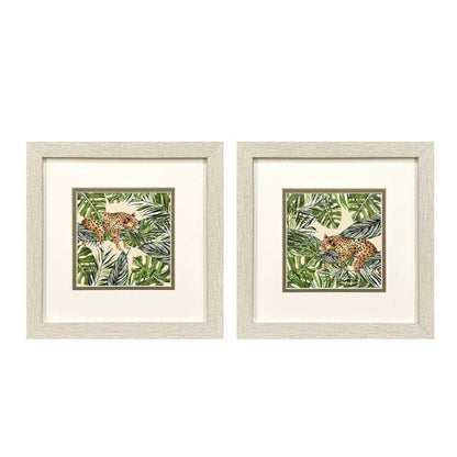 Set Of Two Jungle Hangout Distressed White Framed Wall Art HomeRoots