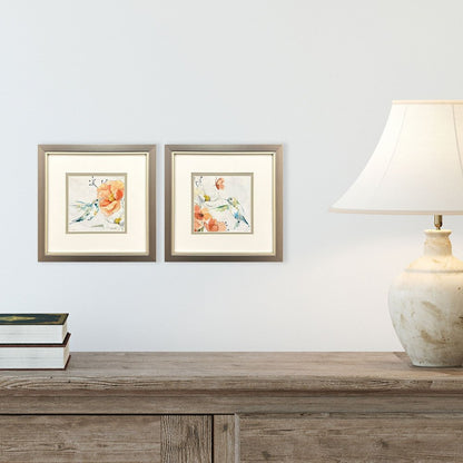Set Of Two Floral Hummingbird Silver Framed Wall Art HomeRoots