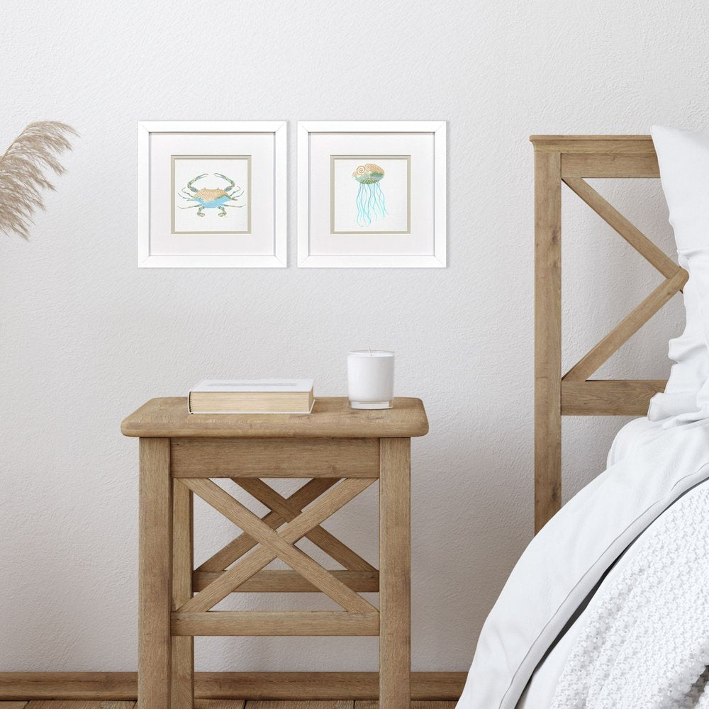 Set Of Two Sea Creatures II White Framed Wall Art HomeRoots