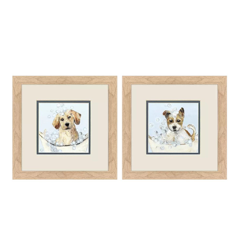 Set Of Two Bath Time Brown Framed Wall Art HomeRoots