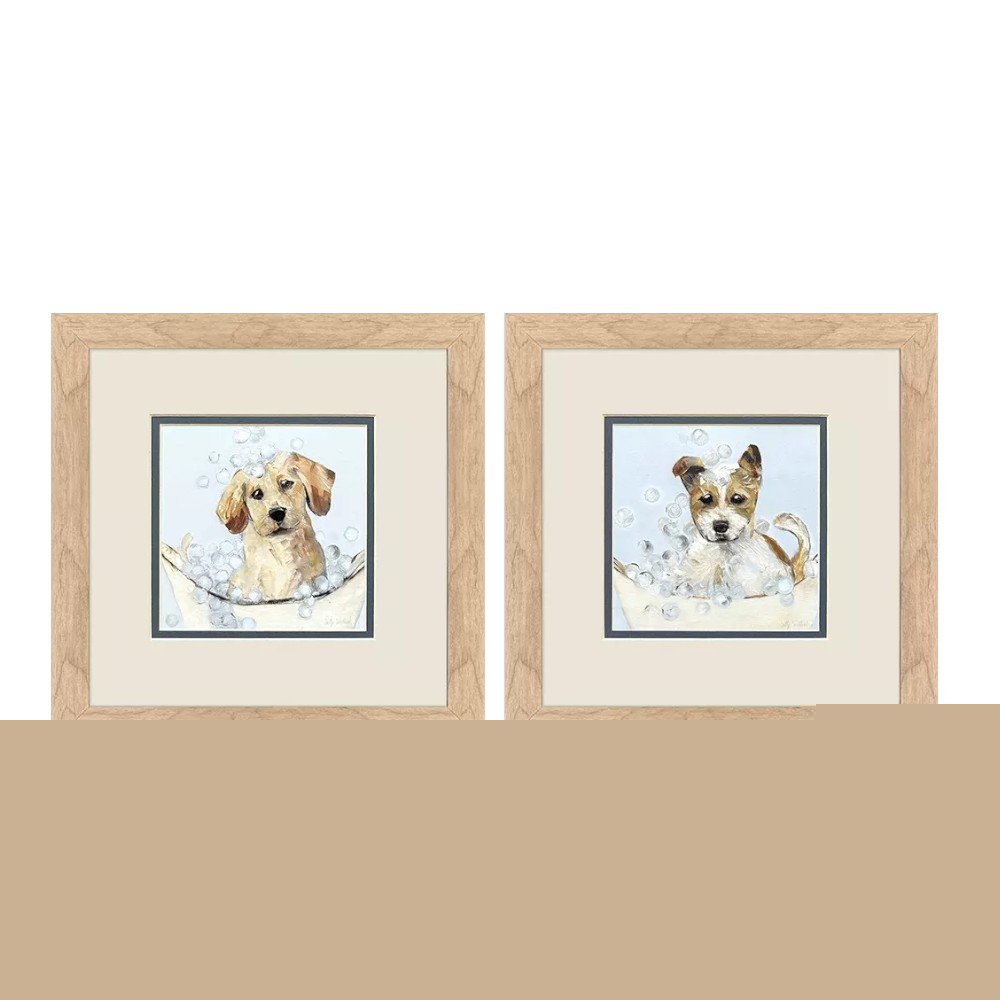 Set Of Two Bath Time Brown Framed Wall Art HomeRoots