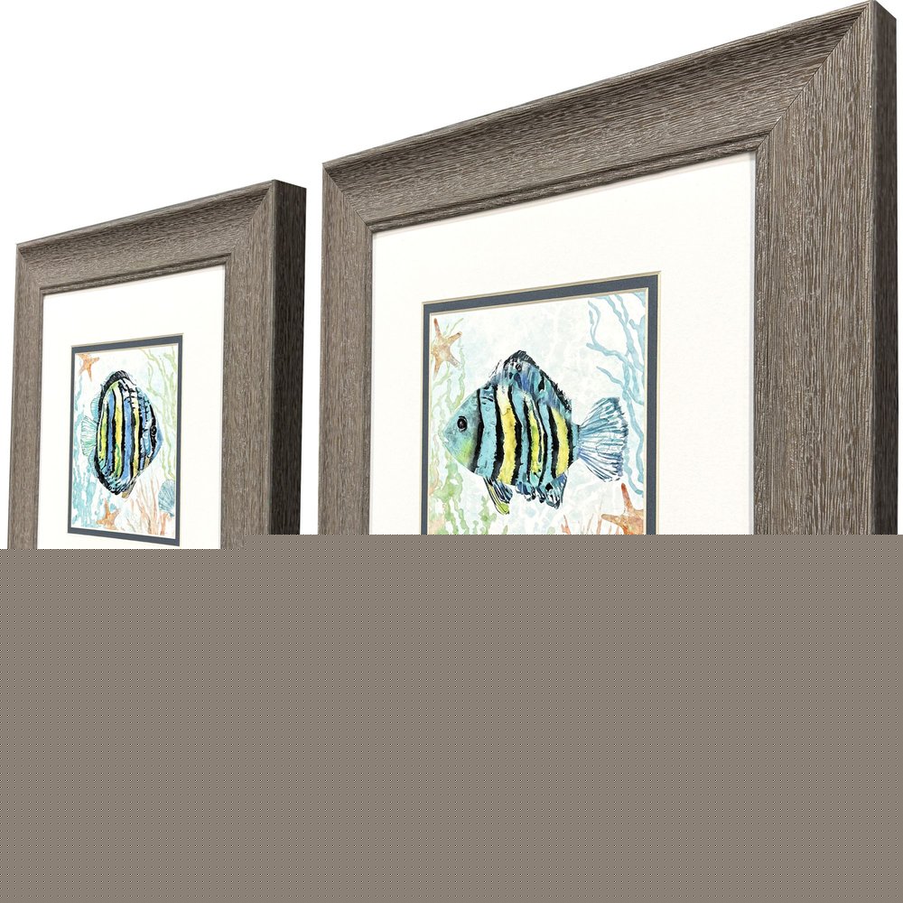 Set Of Two Striped Tropical Fish Brown Framed Wall Art HomeRoots