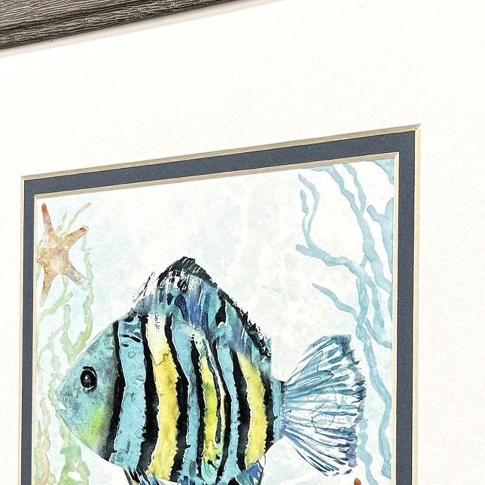 Set Of Two Striped Tropical Fish Brown Framed Wall Art HomeRoots