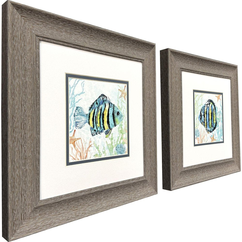 Set Of Two Striped Tropical Fish Brown Framed Wall Art HomeRoots